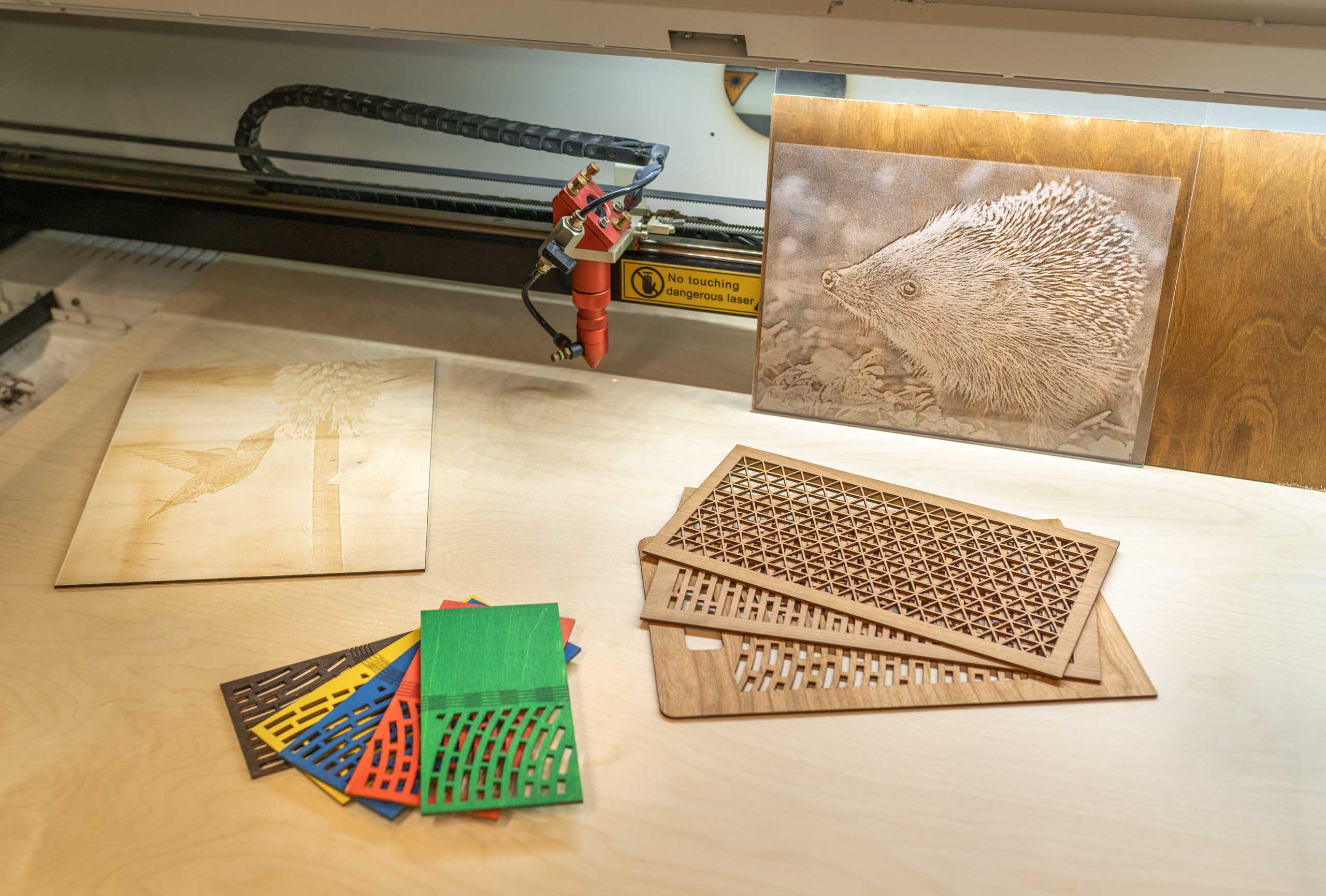 laser cut plywood and PMMA